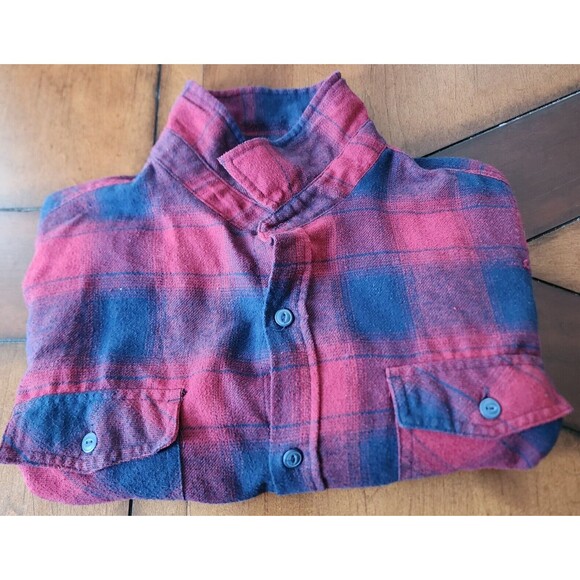 Burnside Flannel Long Sleeve Button Down Plaid Men Shirt Size M - Picture 12 of 12